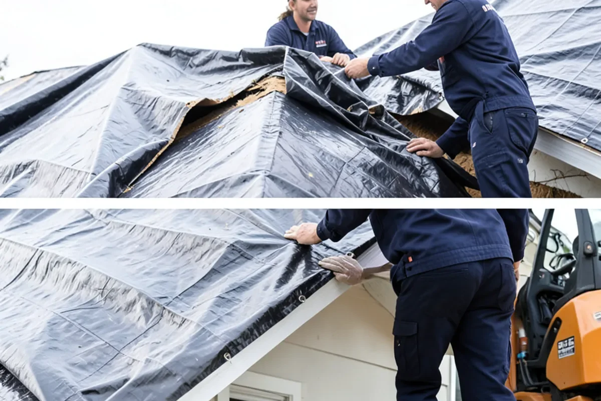 emergency roof tarp anchor during water mitigation in Baltimore MD