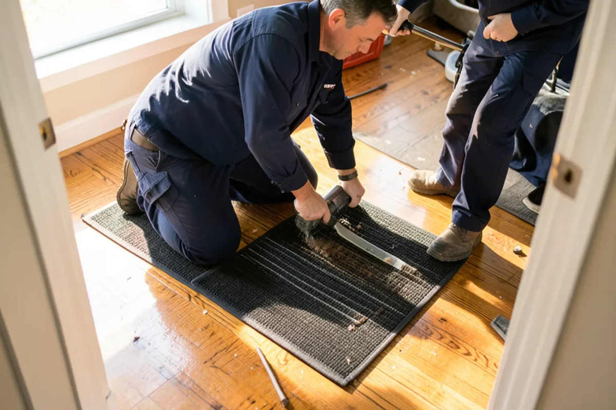 subfloor drying mat during water mitigation in Baltimore MD